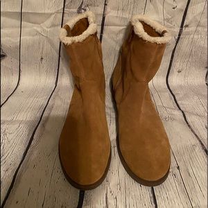 Brown Suede Ankle Boots 🥾 With Fur Trimming.